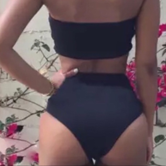 Bandeau Bikini High Waisted BLACK - Picture 8 of 8